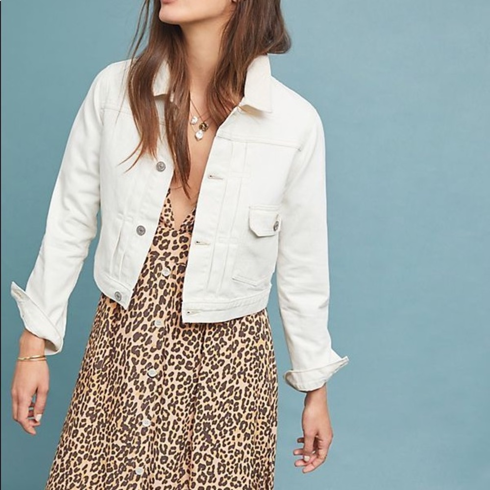 Citizens of Humanity White Denim Cropped Jacket | Size S